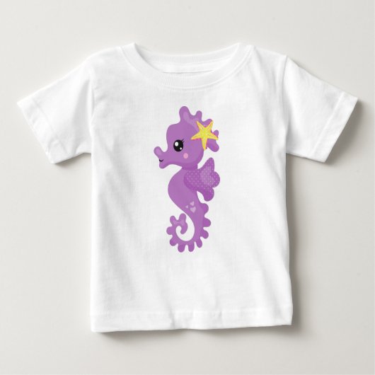 Niedliches Seepferd, Lila Seepferd, Starfish, Herz Baby T-shirt (Vorderseite)