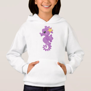 Niedliches Seepferd, Lila Seepferd, Starfish, Herz Hoodie