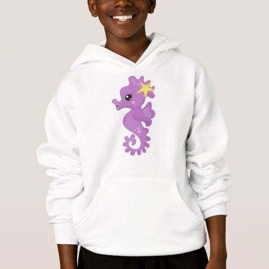 Niedliches Seepferd, Lila Seepferd, Starfish, Herz Hoodie (Vorderseite)