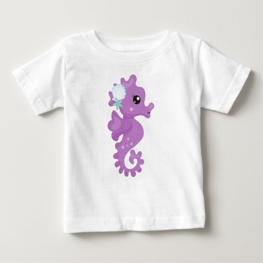 Niedliches Seepferd, Lila Seepferd, Starfish, Seas Baby T-shirt