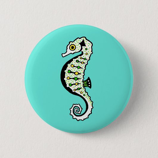 Niedliches SEEPFERD - Natur - Aqua Button (Vorderseite)