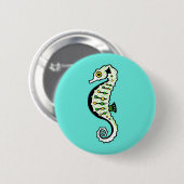 Niedliches SEEPFERD - Natur - Aqua Button (Vorne & Hinten)