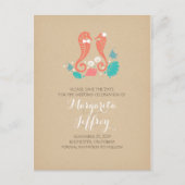 Niedliches Seepferd-Pärchen Strand Save the Date P Ankündigungspostkarte (Vorderseite)