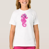 Niedliches Seepferd, rosa Seepferd, Blume, Seashel T-Shirt (Vorderseite)