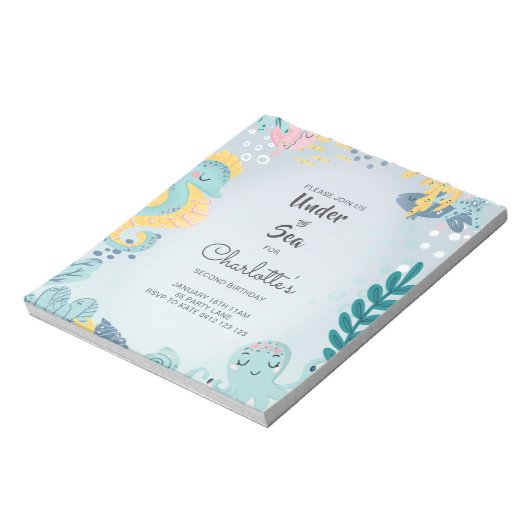 NIEDLICHES Seepferd "Unter dem Meer" Notizblock (Rotiert)