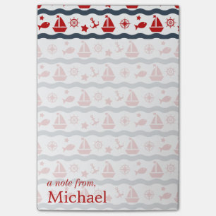 Niedliches Seeschifffahrtsmuster  Name hinzufügen Post-it Klebezettel