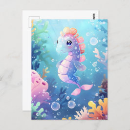 Niedliches Seespferd, Postüberquerung Postkarte