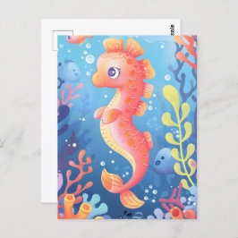 Niedliches Seespferd, Postüberquerung Postkarte