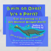 Niedliches Seeungeheuer - Einladung zum Geburtstag (Vorne/Hinten)