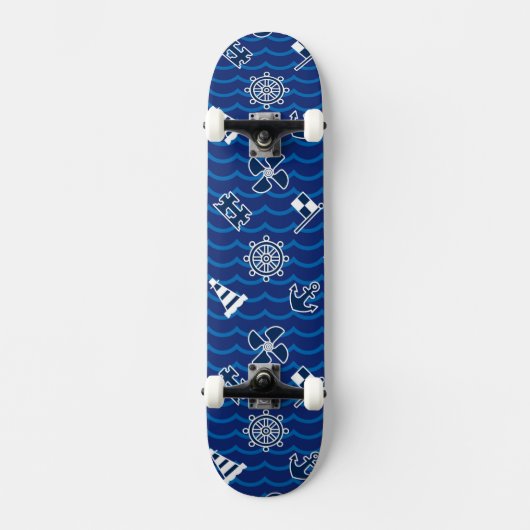 Niedliches Seewellen-Muster Skateboard (Vorderseite)