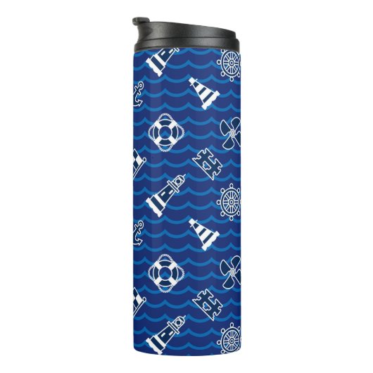 Niedliches Seewellen-Muster Thermosbecher (Nach rechts gedreht)
