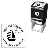 Niedliches Segelboot #2 Nautic Round Library Book Permastempel (Beispiel)