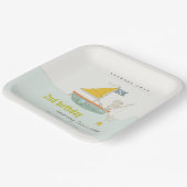 Niedliches Segelboot Bären Star jedes Lebensjahr Pappteller (Gewinkelt)