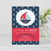 Niedliches Segelboot Einladung (Stehend Vorderseite)