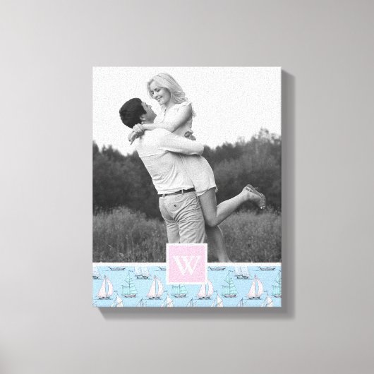 Niedliches Segelboot | Foto mit Monogramm | Monogr Leinwanddruck (Vorderseite)