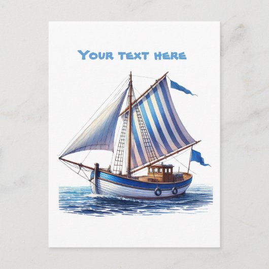 Niedliches Segelboot für Strand Postkarte (Vorderseite)