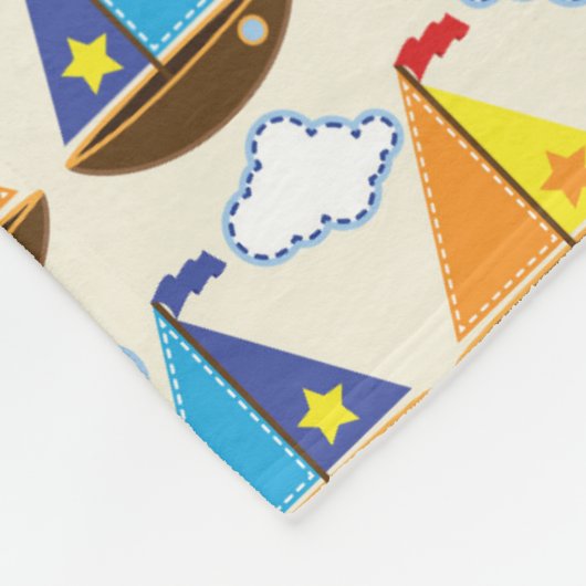 Niedliches Segelboot Muster 2 Fleecedecke (Ecke)