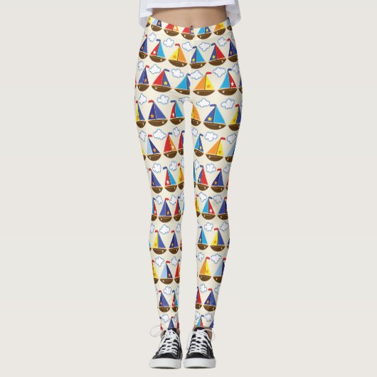 Niedliches Segelboot-Muster 2 Leggings (Vorderseite)