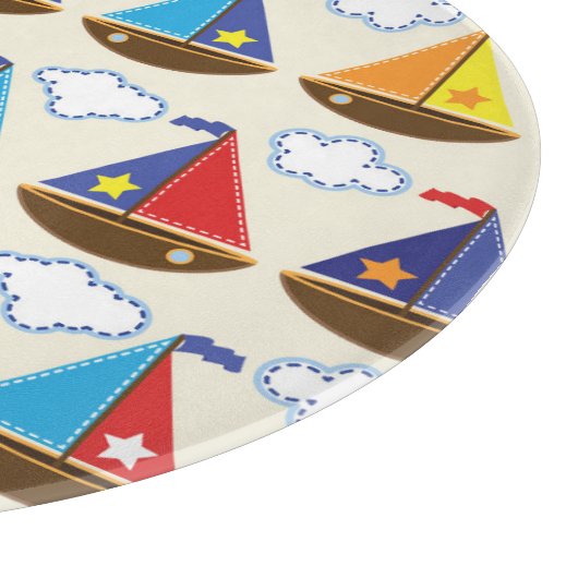 Niedliches Segelboot-Muster 2 Schneidebrett (Ecke)