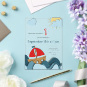 Niedliches Segelboot Nautic erster Geburtstag Acryleinladungen (In Situ (Hochzeit))