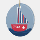 Niedliches Segelboot nautisch für Kinder Keramikornament (Links)