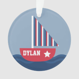 Niedliches Segelboot nautisch für Kinder Ornament