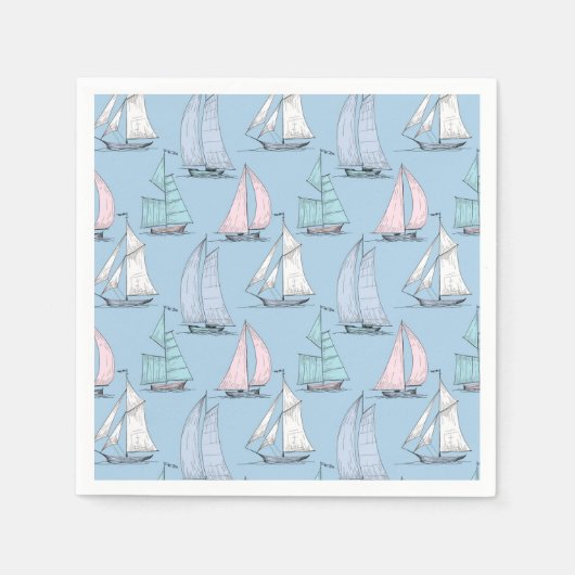 Niedliches Segelbootmuster Serviette (Vorderseite)