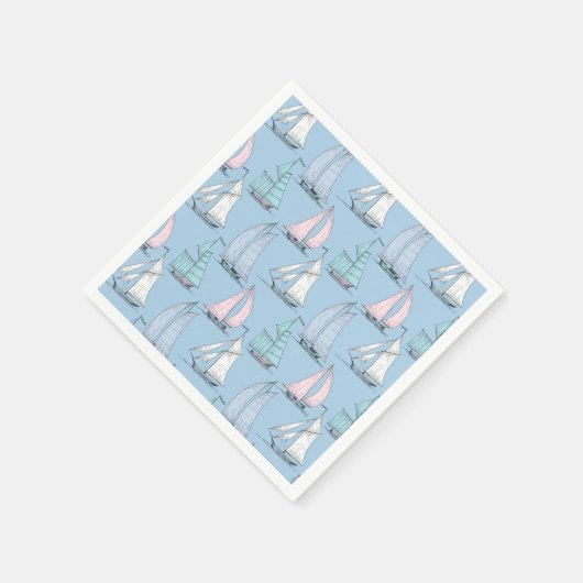 Niedliches Segelbootmuster Serviette (Ecke)