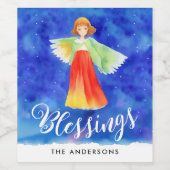 Niedliches Segeln Blue Sky Guardian Angel Watercol Weinetikett (Einzelnes Label)