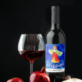 Niedliches Segeln Blue Sky Guardian Angel Watercol Weinetikett