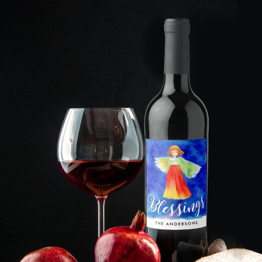 Niedliches Segeln Blue Sky Guardian Angel Watercol Weinetikett