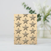 Niedliches Sepia-Starfish-Muster Postkarte (Stehend Vorderseite)