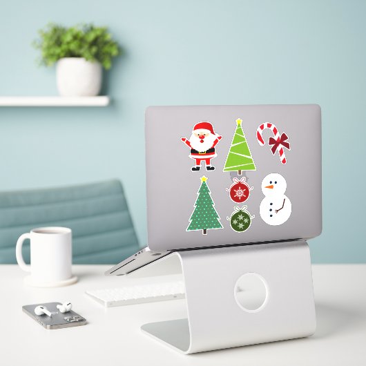 Niedliches Set 7 Weihnachtsfeiertage Aufkleber (Laptop auf Schreibtisch)