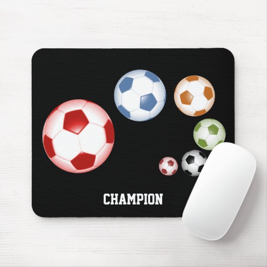 Niedliches Set der Fußballbälle auf Schwarz Mousepad (Mit Mouse)