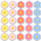 Niedliches Set für mehrfarbige Herz-Blume Aufkleber (Vorderseite)