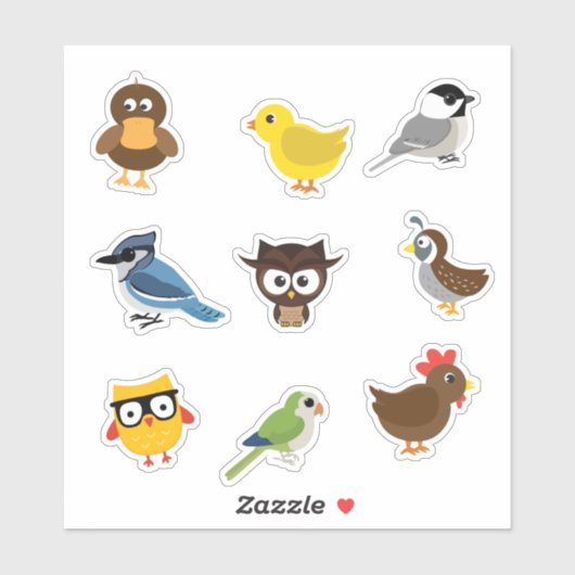 Niedliches Set für Vogelaufkleber Aufkleber (Blatt)