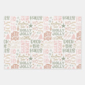 Niedliches Set Pink und Sage Grün Weihnachten Geschenkpapier Set (Vorderseite)