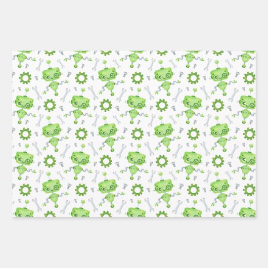 Niedliches Set zum Wrapping von Robotern mit 3 Geschenkpapier Set (Vorderseite 2)
