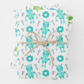 Niedliches Set zum Wrapping von Robotern mit 3 Geschenkpapier Set (Beispiel)