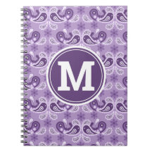 Niedliches Shabby Chic Lila und weiß Paisley Monog