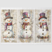 Niedliches Shabby Chic Snowmen Burgund AL6 Decoupa Seidenpapier (Vorderseite)