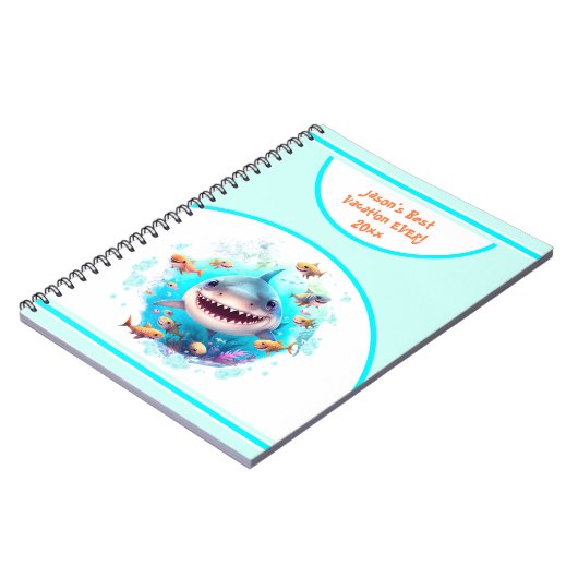 Niedliches Shark Summer Vacacation Name Journal Notizblock (Linke Seite)
