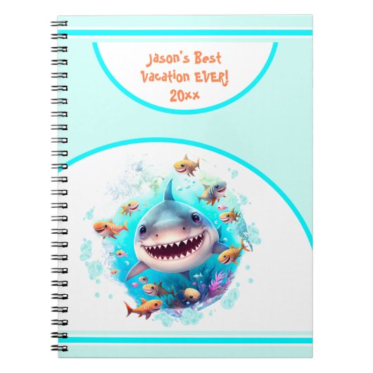 Niedliches Shark Summer Vacacation Name Journal Notizblock (Vorderseite)