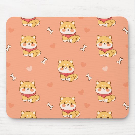 Niedliches Shiba Inu Nahtloses Muster Mousepad (Vorne)