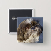 Niedliches Shih-Tzu-Welpe-Button Button (Vorne & Hinten)