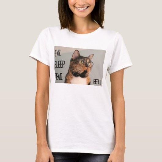 Niedliches Shirt für Katzen-Liebhaber/Bücherwurm! (Vorderseite)
