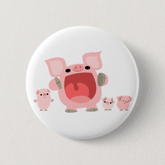 Niedliches Shouting-Cartoon Pigs Button-Abzeichen Button (Vorderseite)