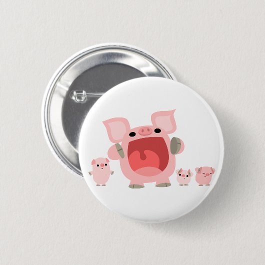 Niedliches Shouting-Cartoon Pigs Button-Abzeichen Button (Vorne & Hinten)