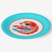 Niedliches Shrimp-Party Pappteller (Schrägansicht)