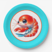 Niedliches Shrimp-Party Pappteller (Vorderseite)
